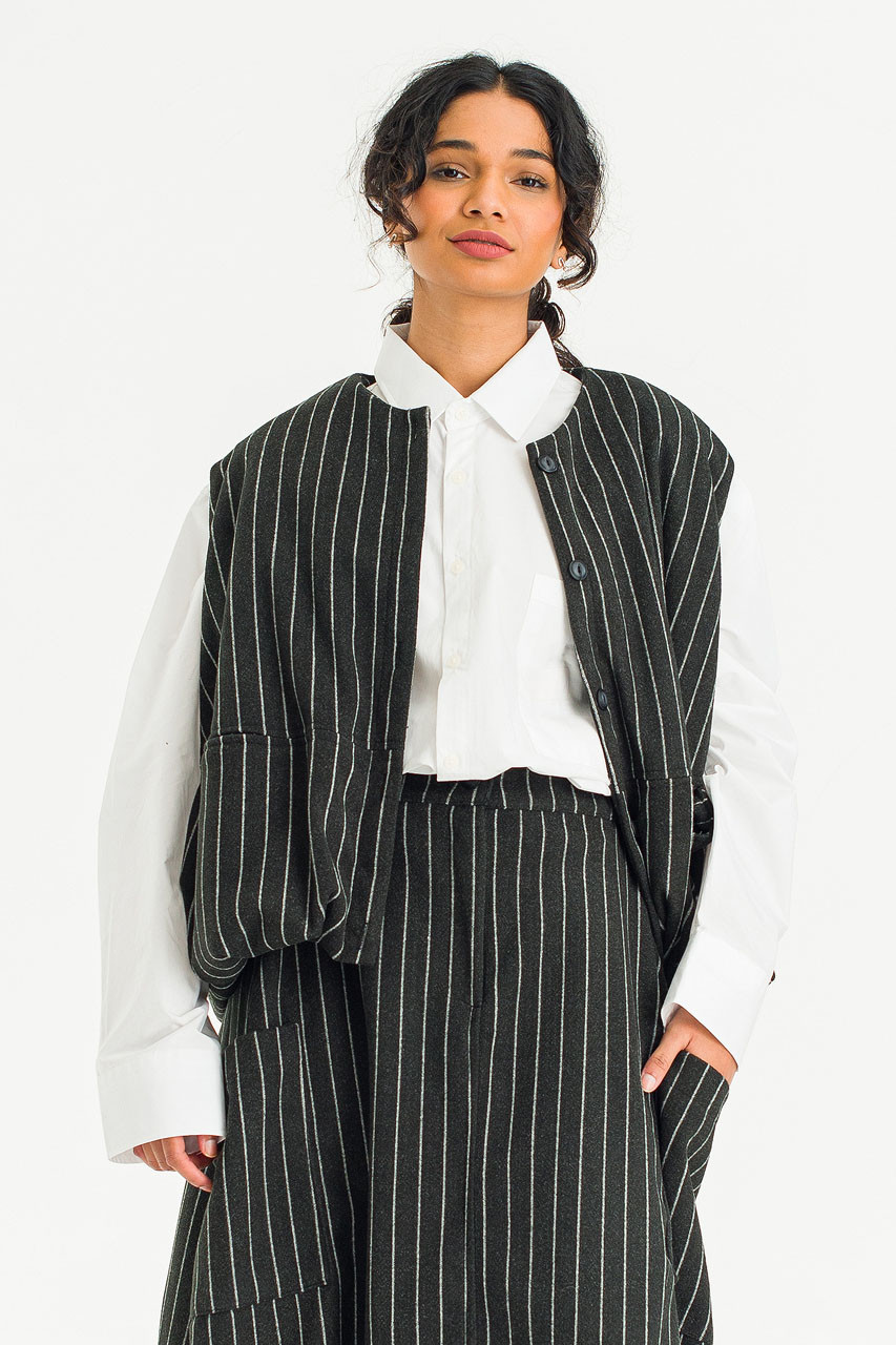 Tei Stripe Vest, Black