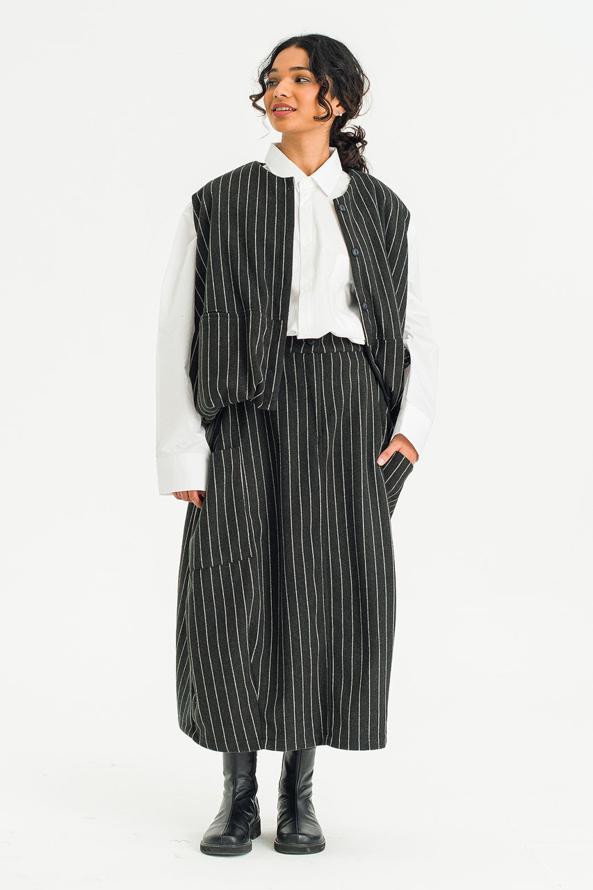 Tei Stripe Skirt, Black