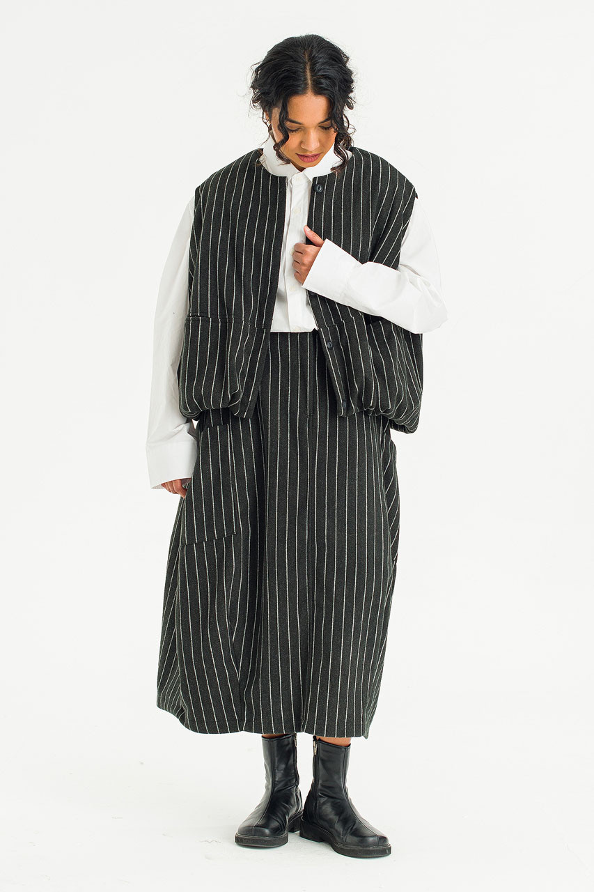 Tei Stripe Skirt, Black