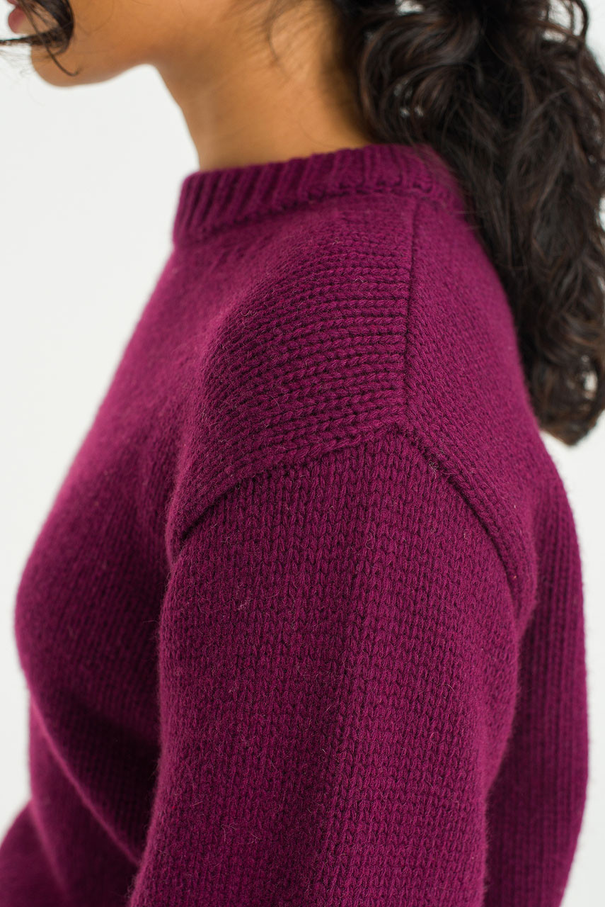 Serif Crew Neck Jumper, Burgundy