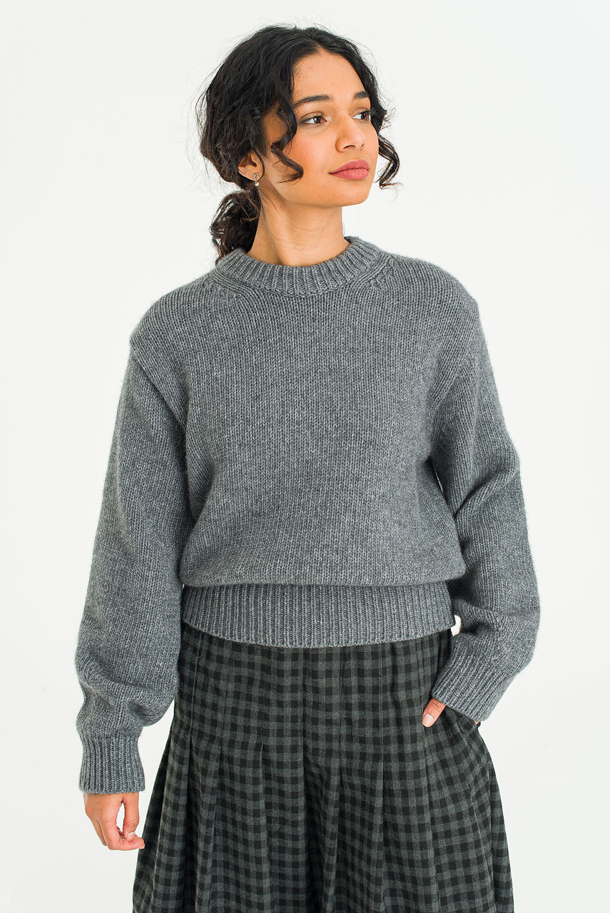 Serif Crew Neck Jumper, Grey