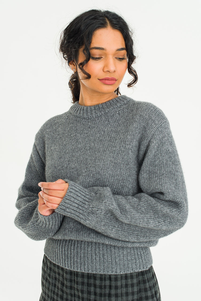Serif Crew Neck Jumper, Grey