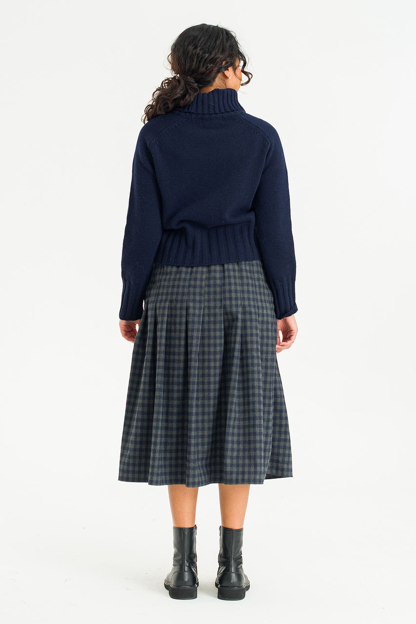 Via Check Skirt, Navy