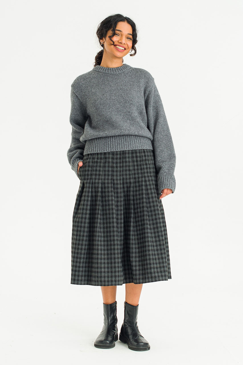 Via Check Skirt, Black