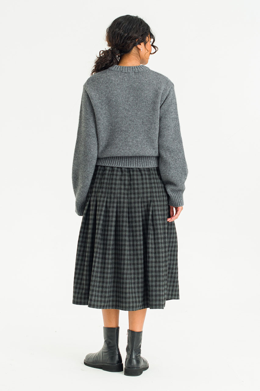 Via Check Skirt, Black