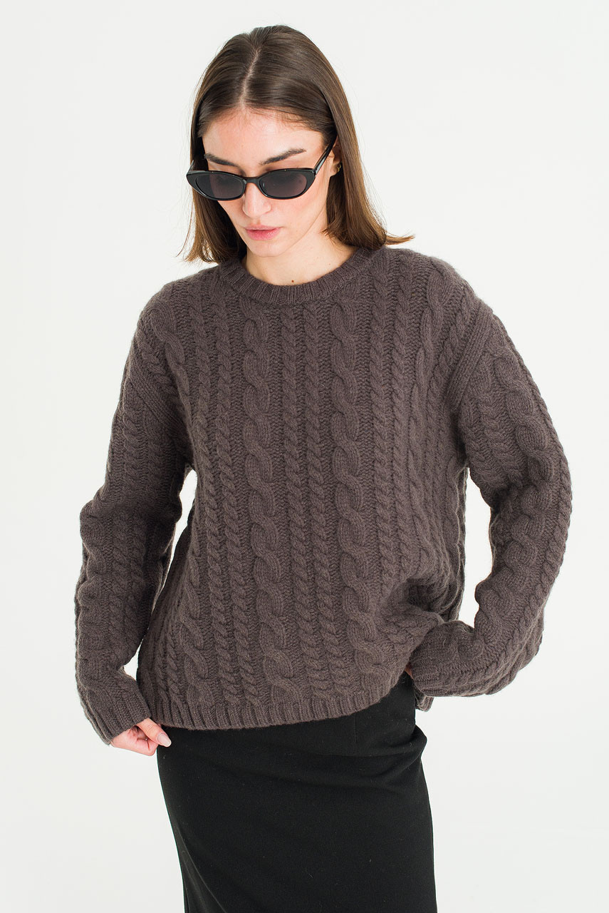 Silent Loose Cable Jumper, Brown