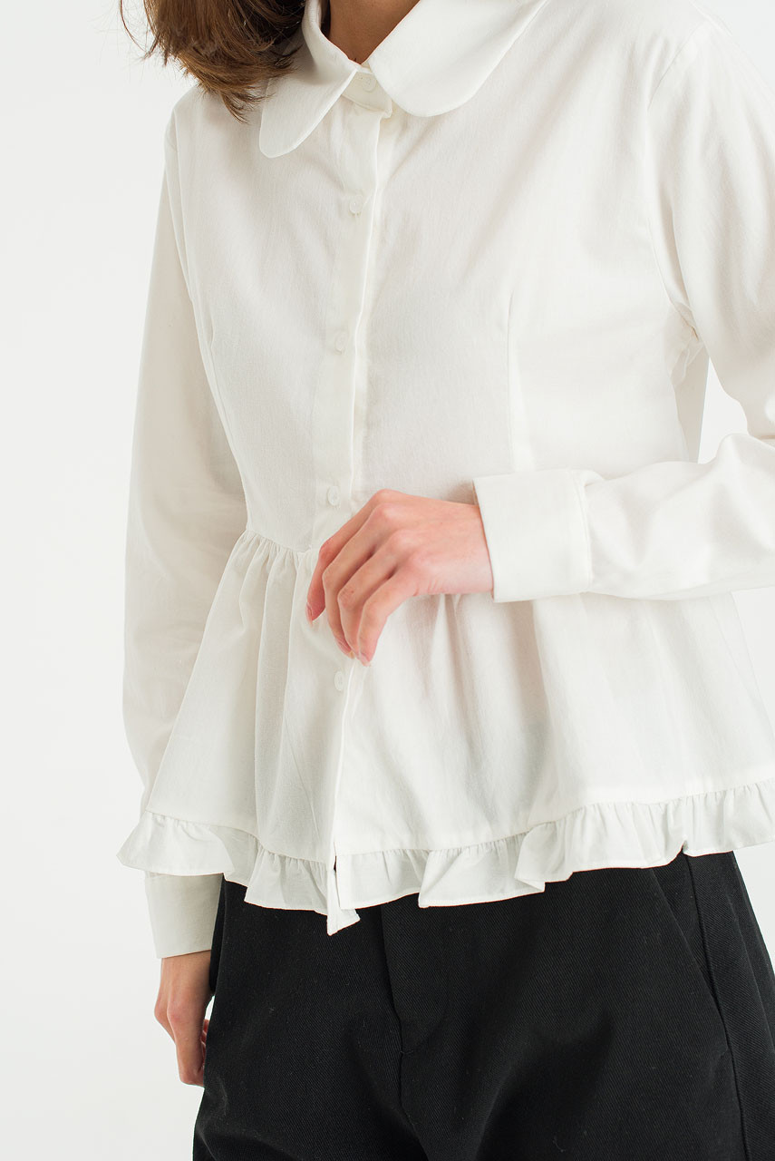 Via Frill Detail Blouse, Ivory
