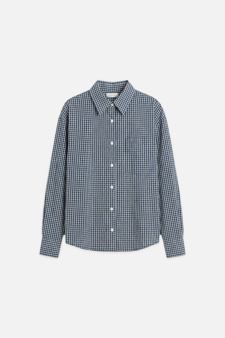 Roma Check Shirt, Navy