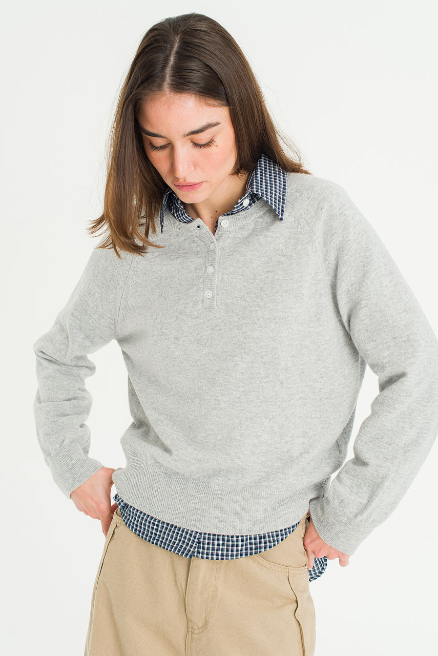 Marlow Button Knit Jumper, Grey