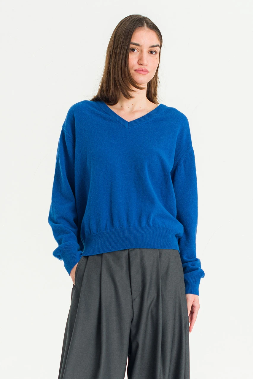 Ever V Neck Jumper, Blue