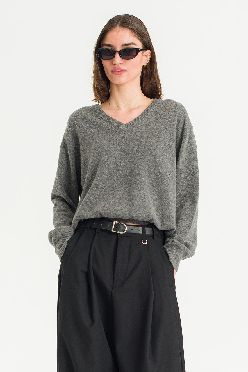 Ever V Neck Jumper, Charcoal