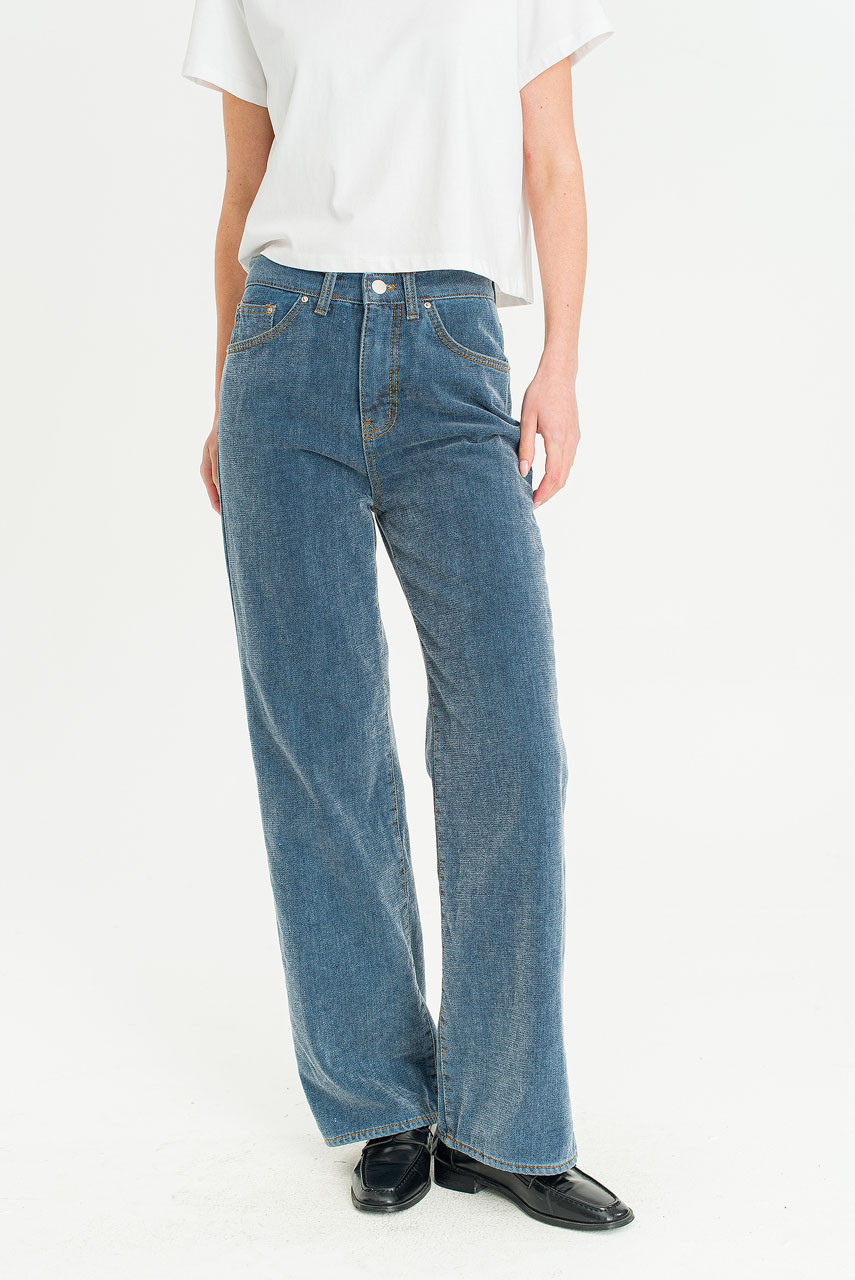 Aire Wide Denim Jean, Mid Blue