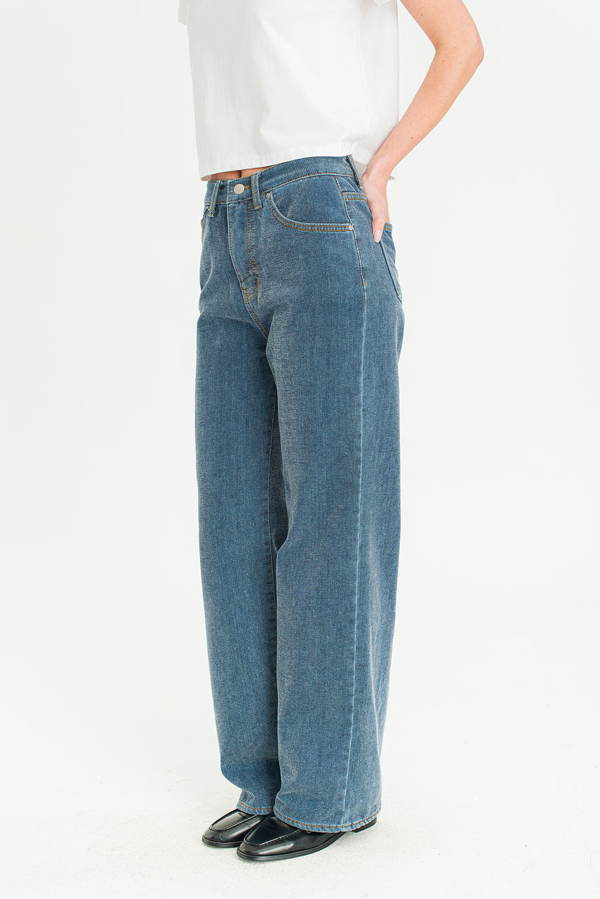 Aire Wide Denim Jean, Mid Blue