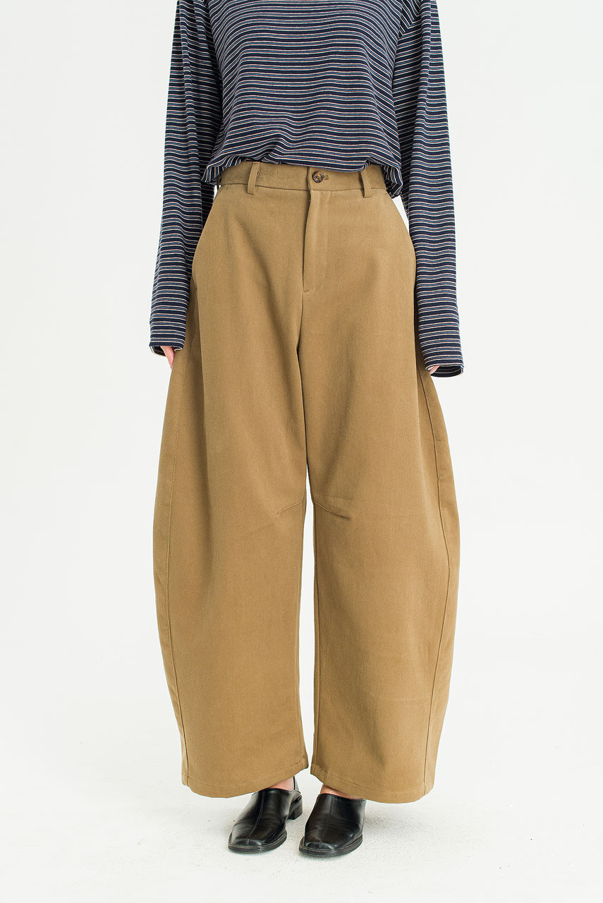 Unisex Curved Velvet Cotton Pants, Dark Beige