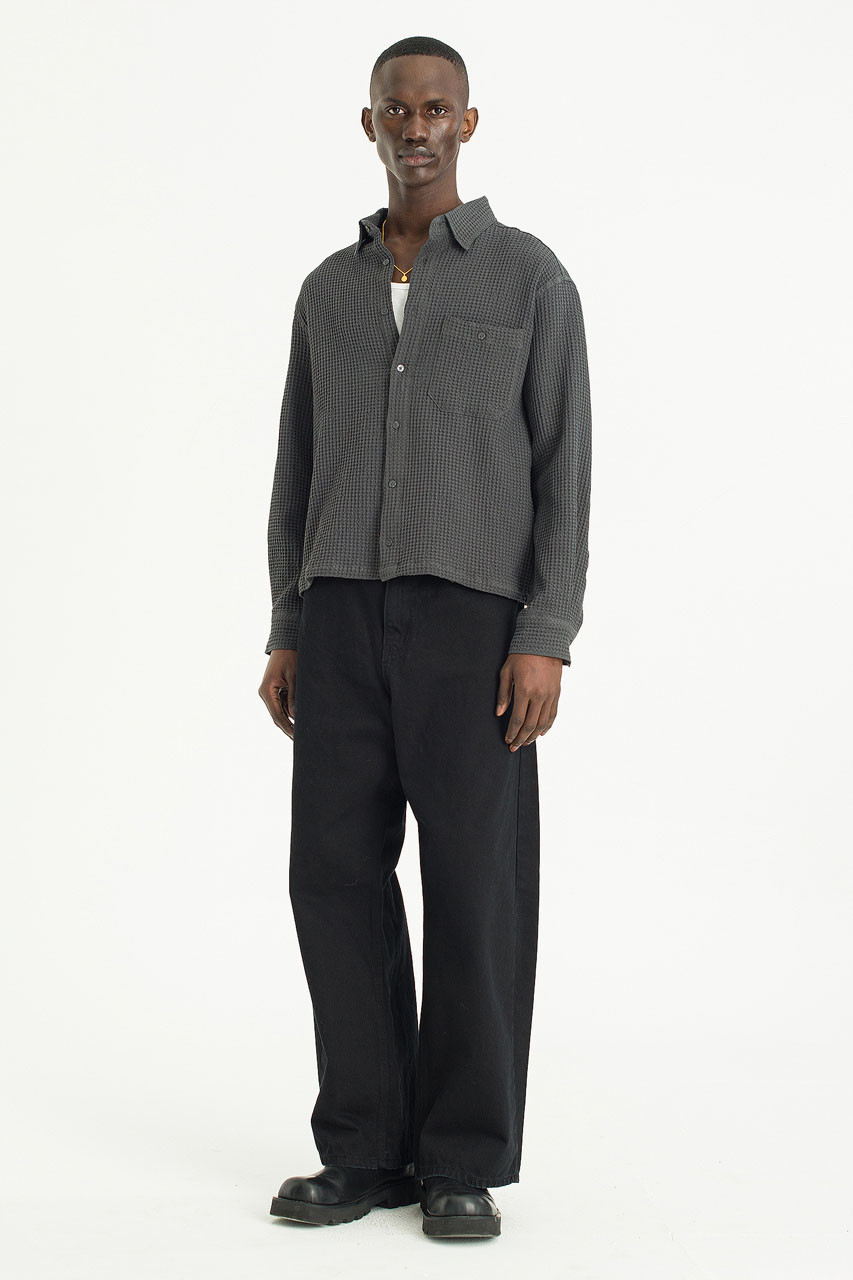 Menswear | Cropped Honeycomb Shirt, Charcoal
