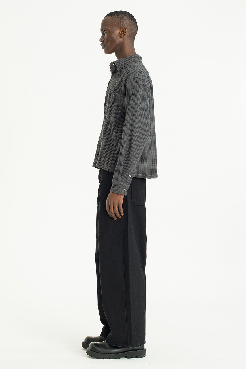 Menswear | Cropped Honeycomb Shirt, Charcoal