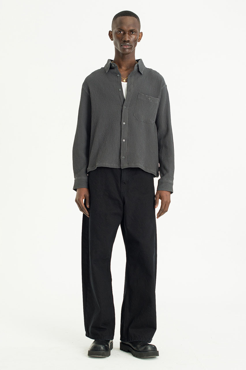 Menswear | Cropped Honeycomb Shirt, Charcoal