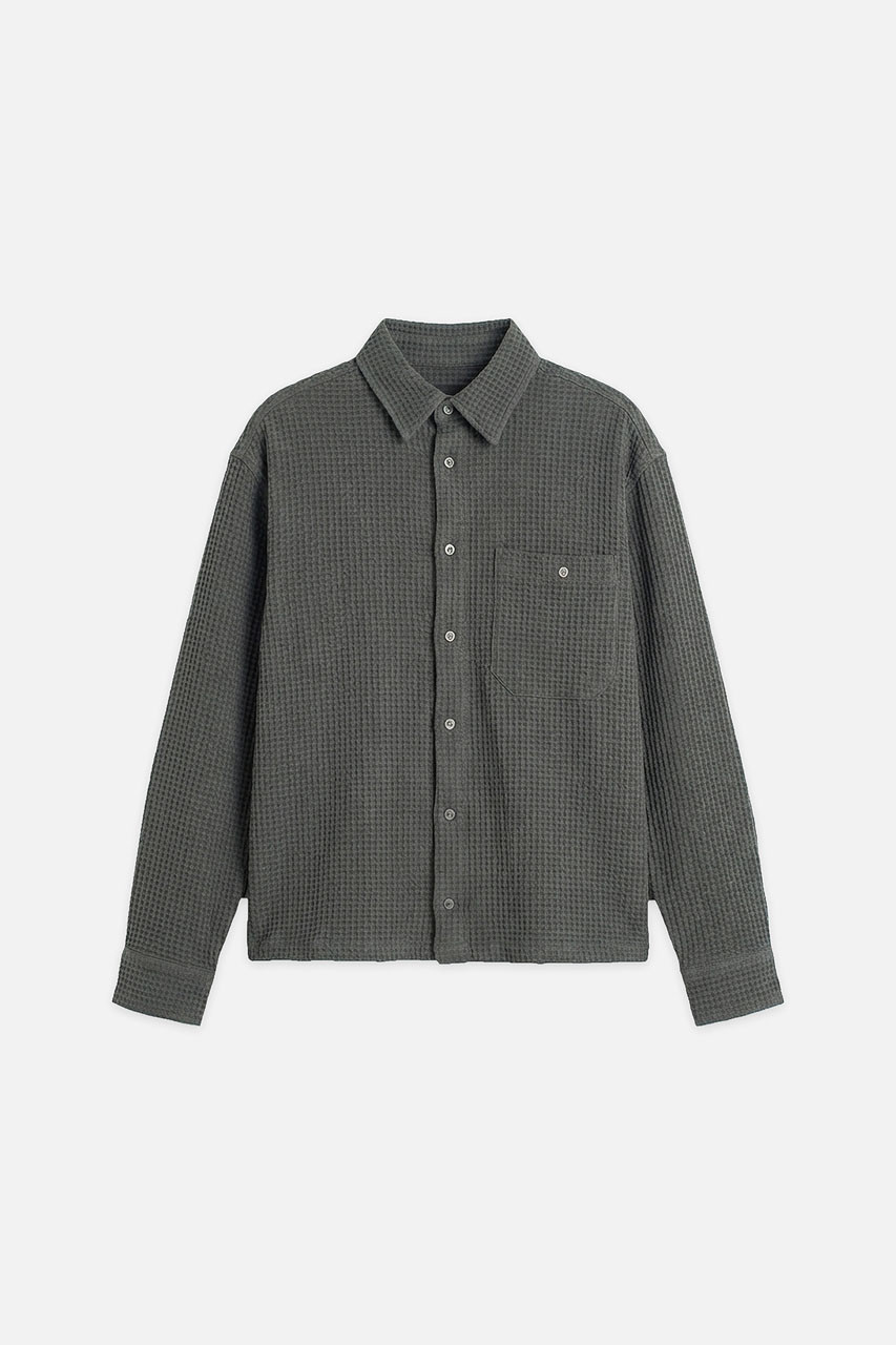 Menswear | Cropped Honeycomb Shirt, Charcoal