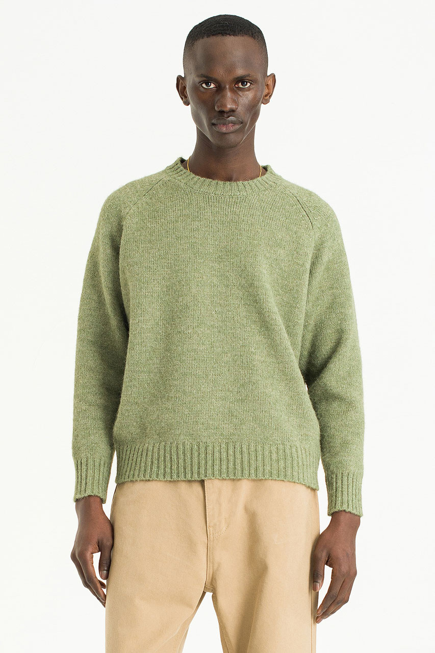 Menswear | Raglan Boucle Knit, Green