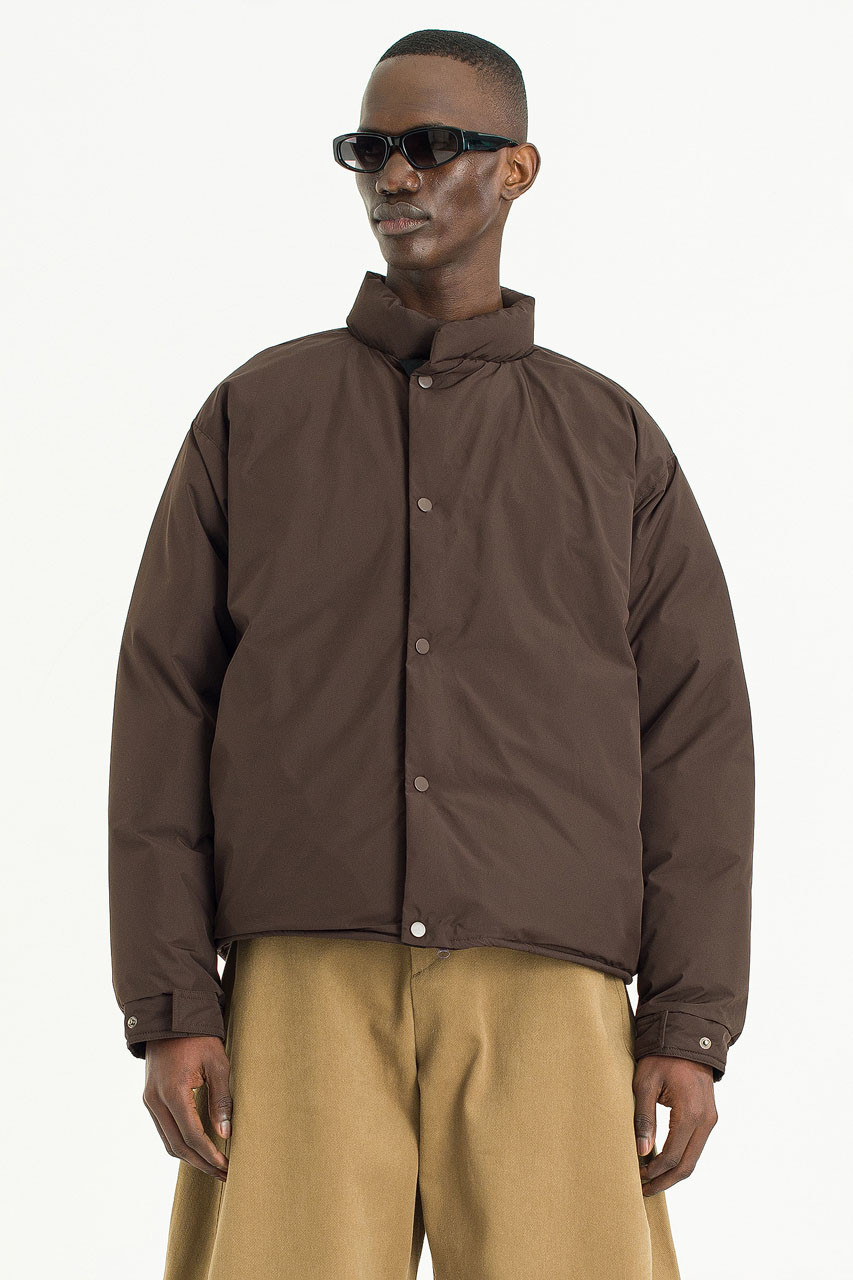 Menswear | Cropped-Down Jacket, Dark Brown