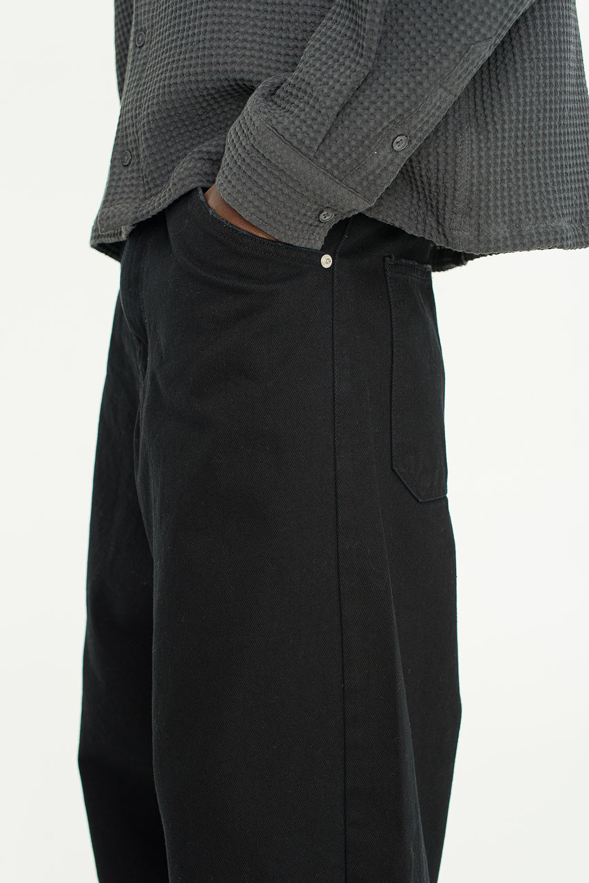 Menswear | Curved Twill Pants, Black