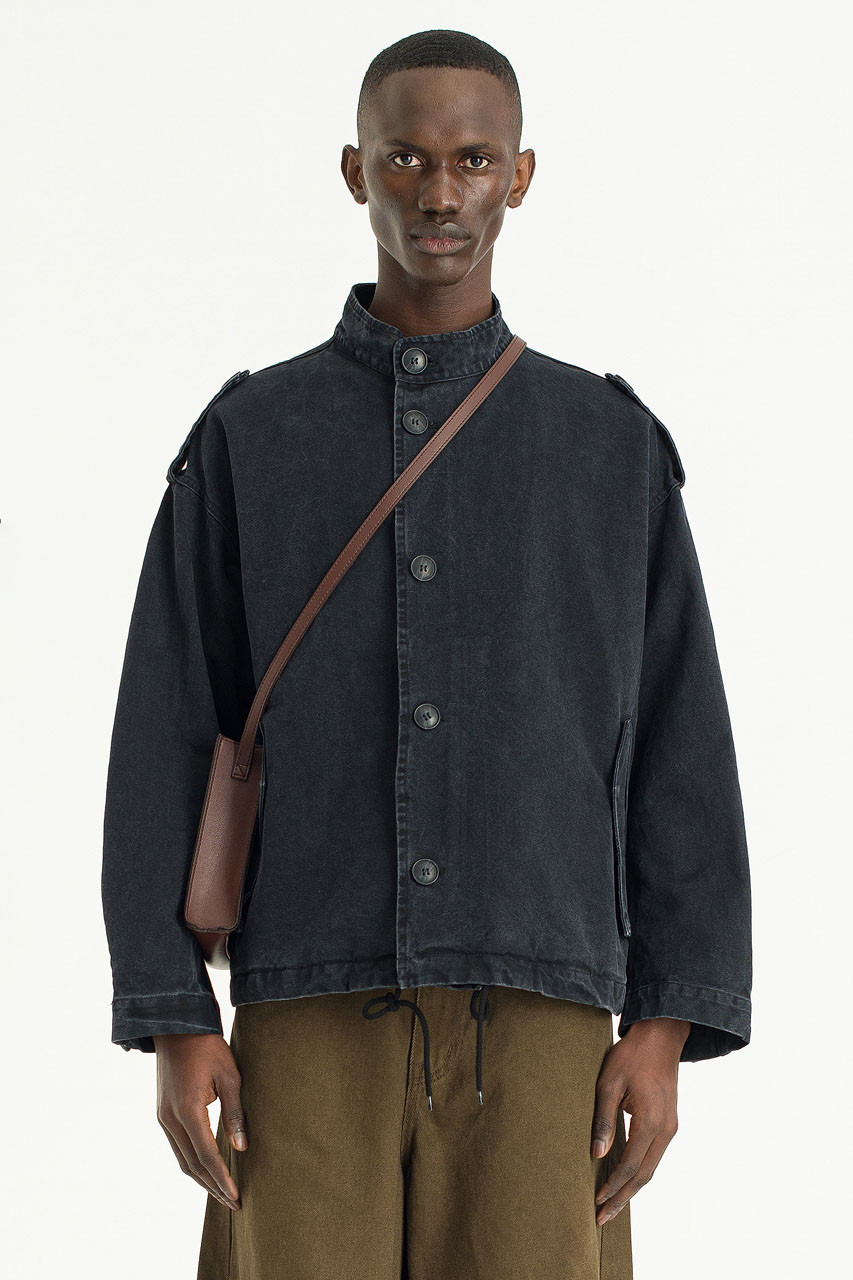 Menswear | Distressed Military Jacket, Black