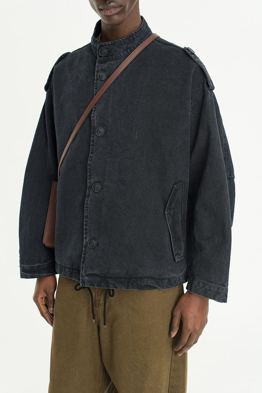 Menswear | Distressed Military Jacket, Black