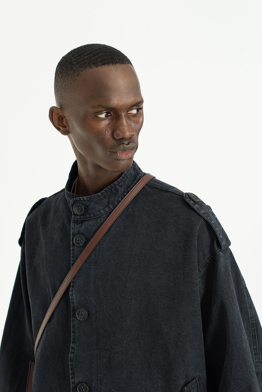 Menswear | Distressed Military Jacket, Black