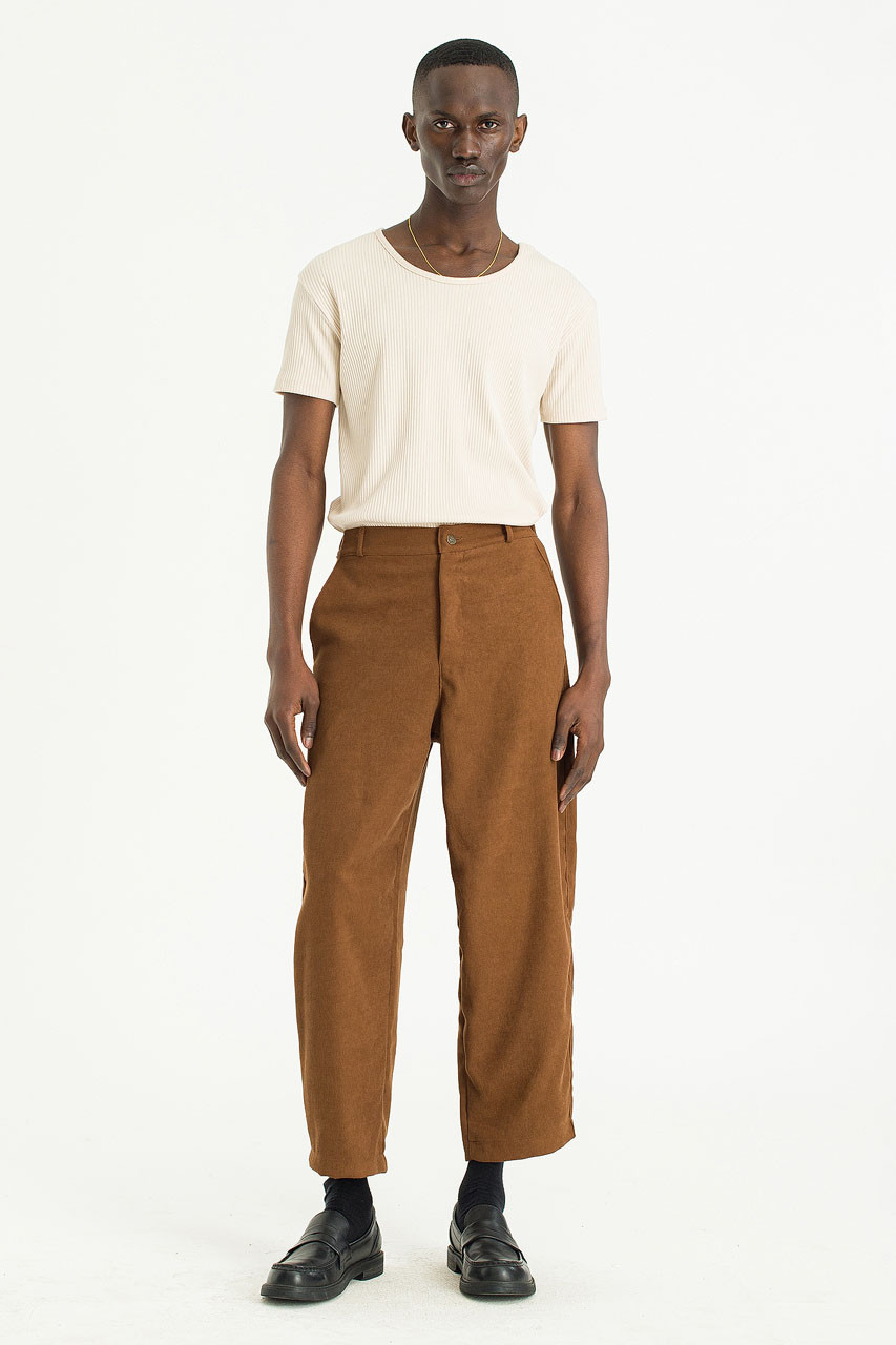 Menswear | Lightweight Curved Pants, Brown