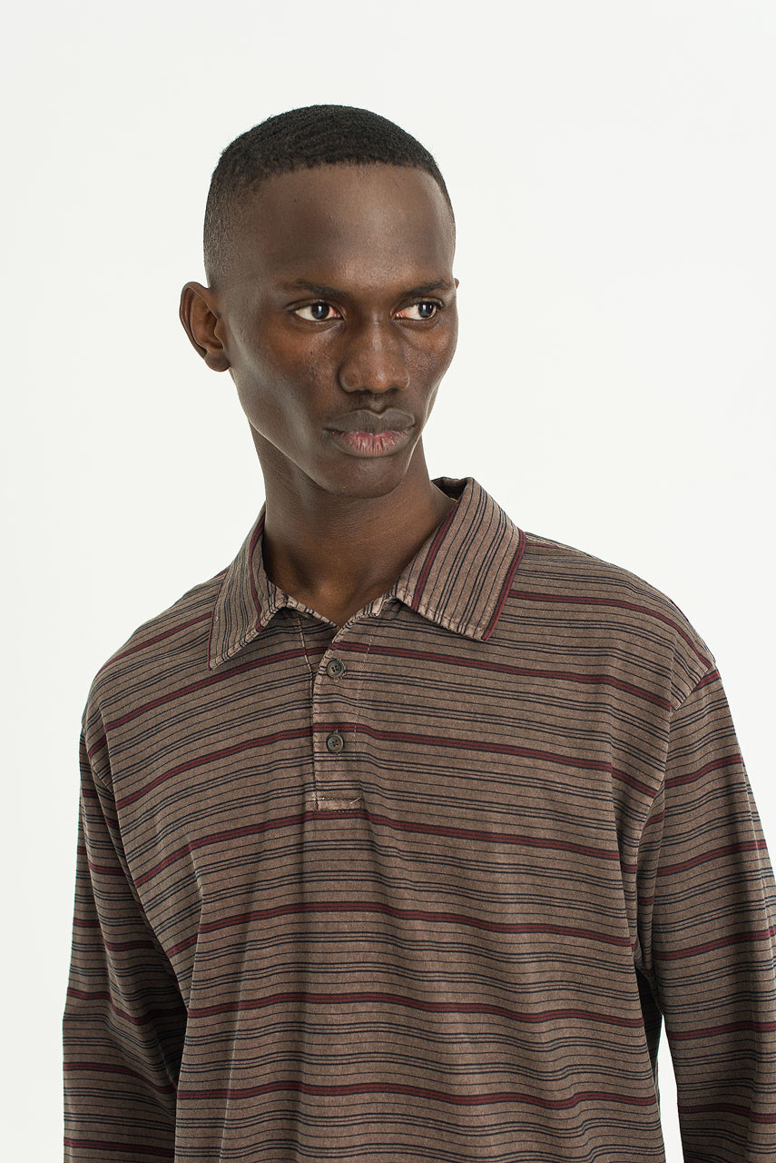 Menswear | Pigment-Dyed Striped T-Shirt, Brown