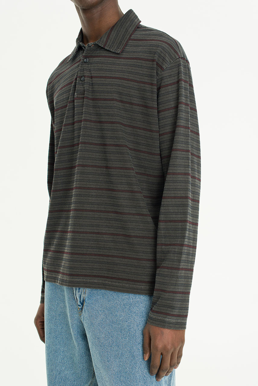 Menswear | Pigment-Dyed Striped T-Shirt, Charcoal