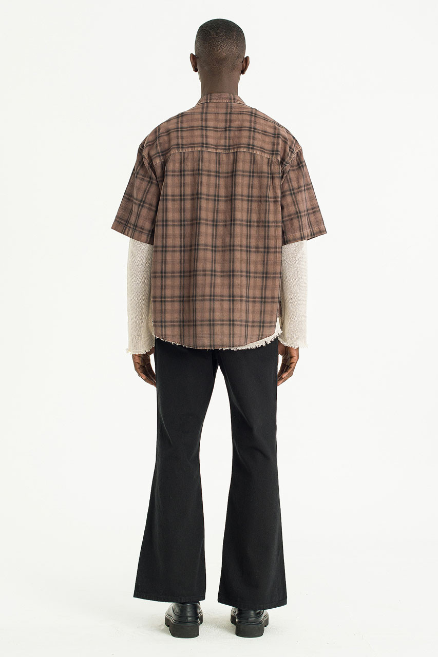 Menswear | Pigment-Dyed Check Shirt, Brown