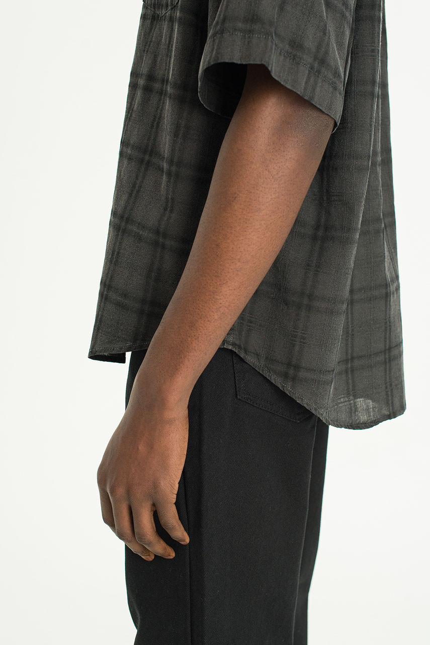 Menswear | Pigment-Dyed Check Shirt, Charcoal