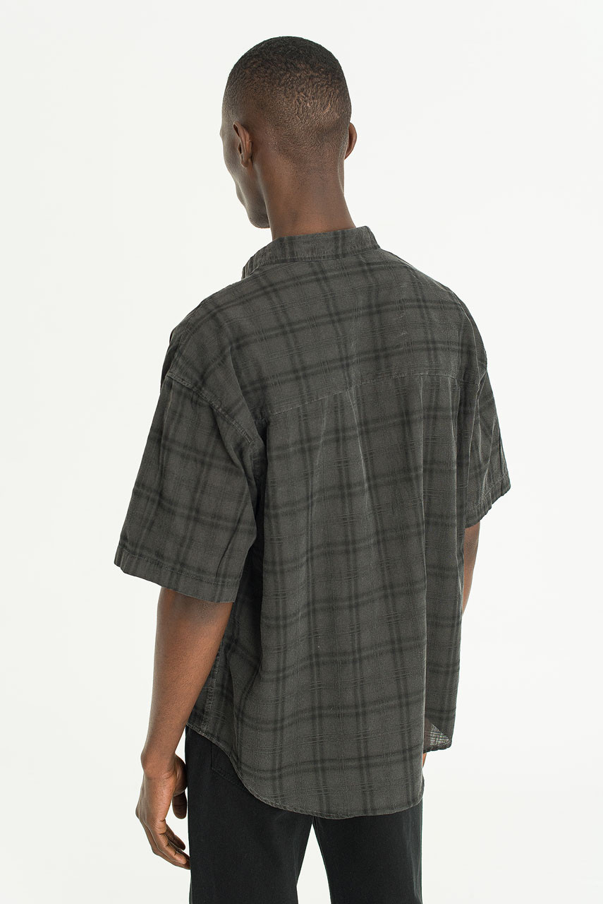 Menswear | Pigment-Dyed Check Shirt, Charcoal