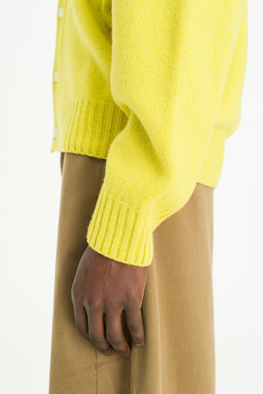 Menswear | Fine Wool Cardigan, Lime