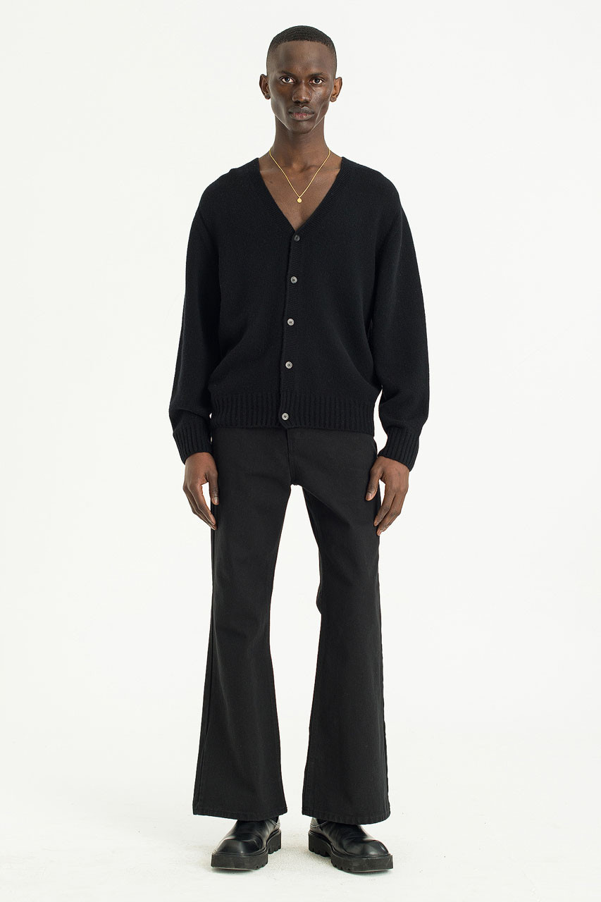 Menswear | Fine Wool Cardigan, Black