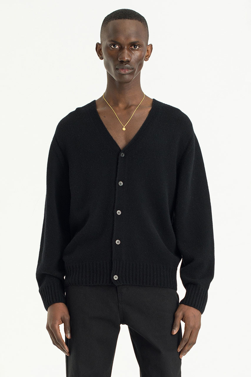 Menswear | Fine Wool Cardigan, Black