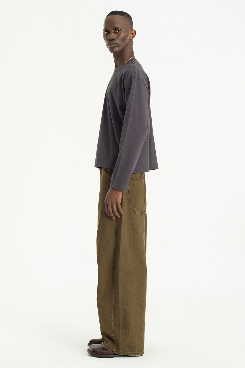 Menswear | Cropped Long-Sleeve Tee, Charcoal