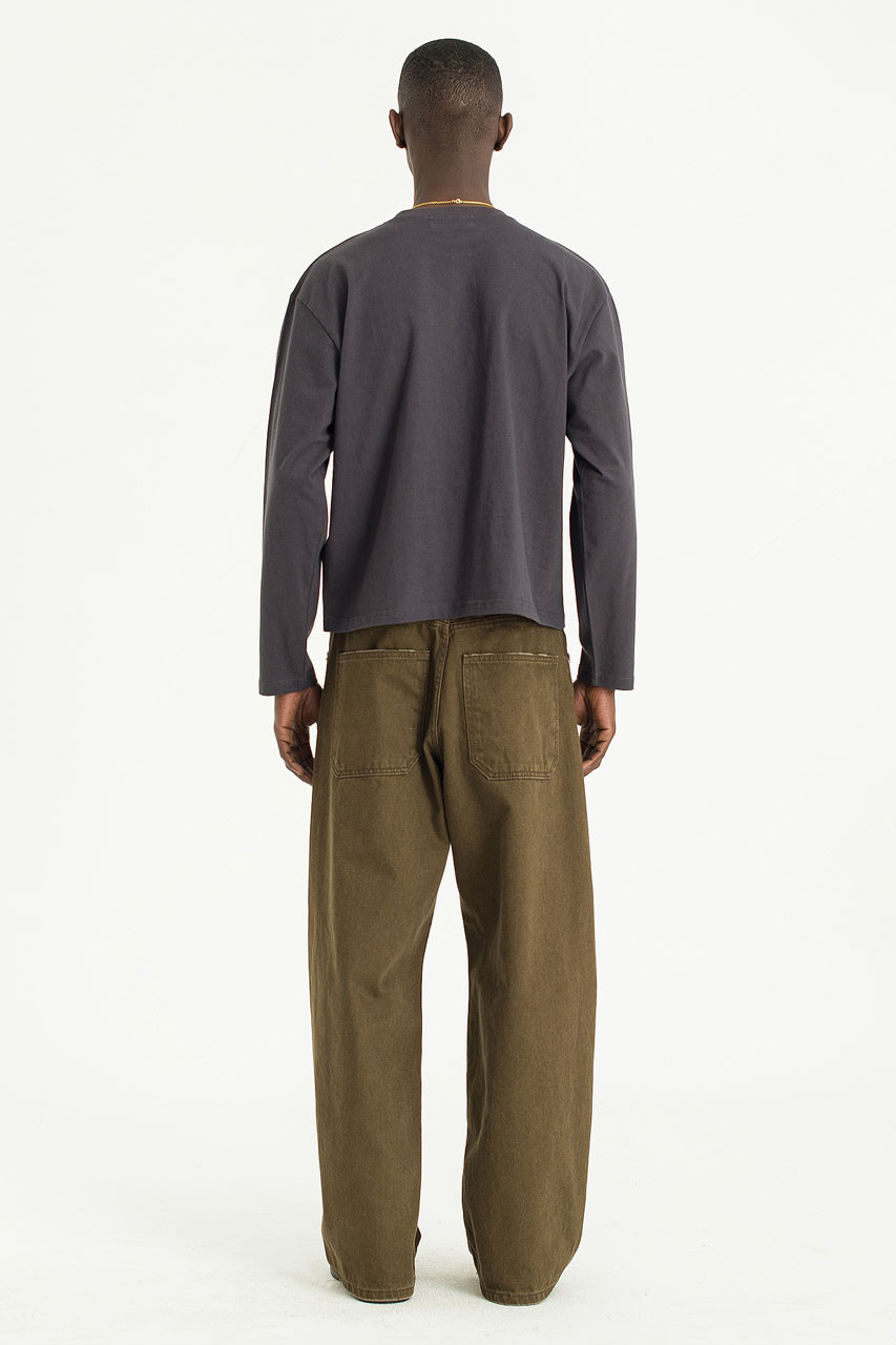 Menswear | Cropped Long-Sleeve Tee, Charcoal