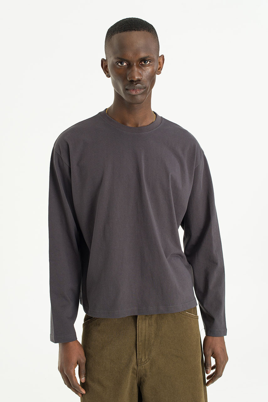 Menswear | Cropped Long-Sleeve Tee, Charcoal
