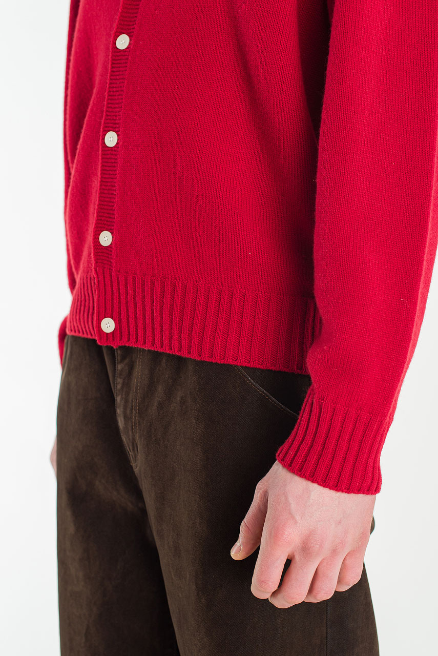 Menswear | Fine Wool Cardigan, Red