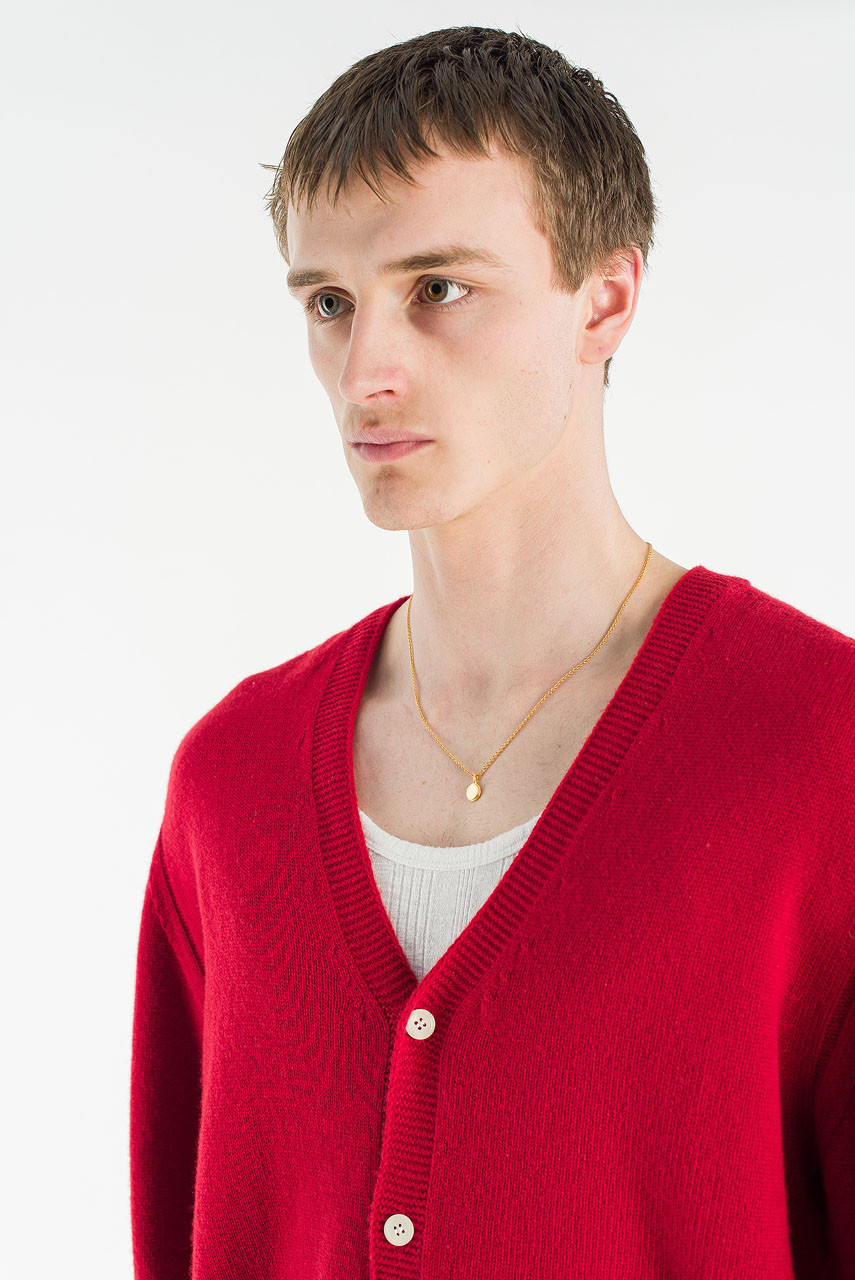 Menswear | Fine Wool Cardigan, Red