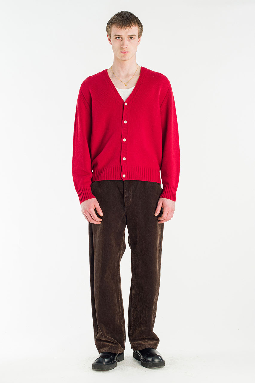 Menswear | Fine Wool Cardigan, Red