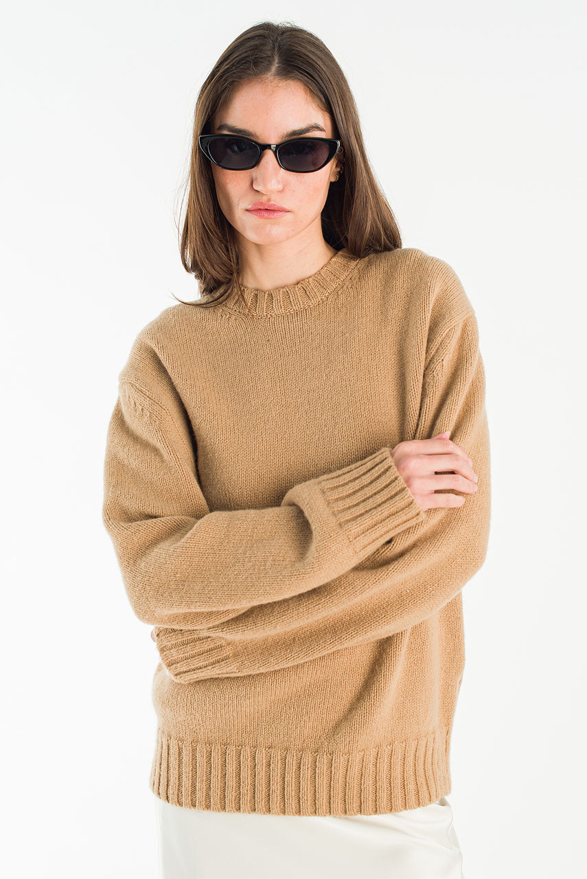 Aire Wool Crew Neck Jumper, Beige