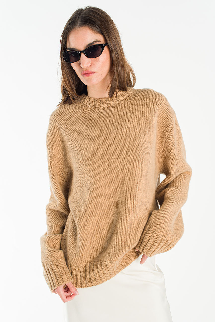 Aire Wool Crew Neck Jumper, Beige