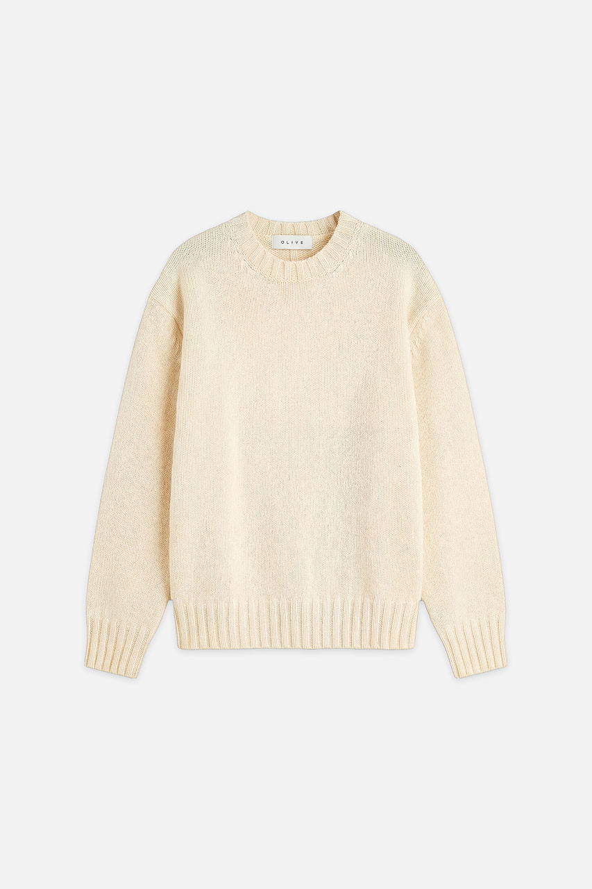 Aire Wool Crew Neck Jumper, Ivory
