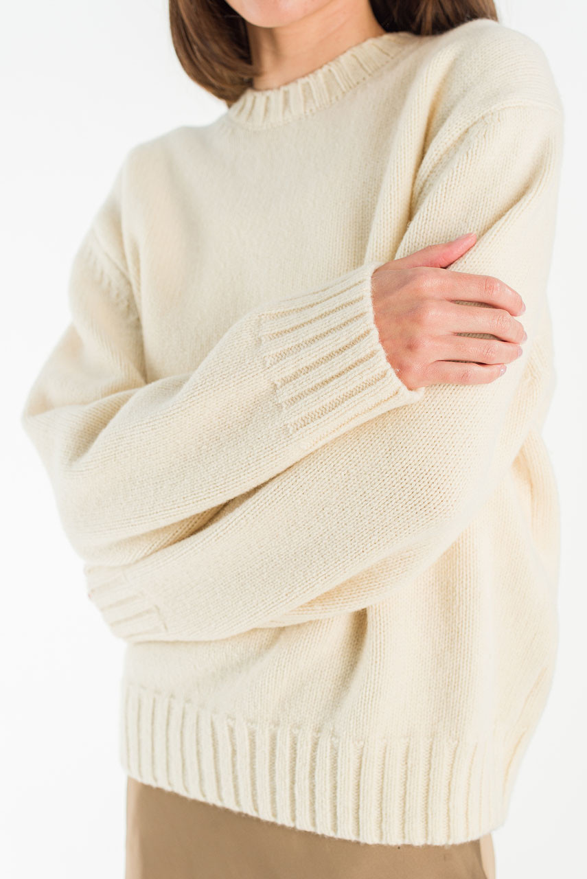 Aire Wool Crew Neck Jumper, Ivory