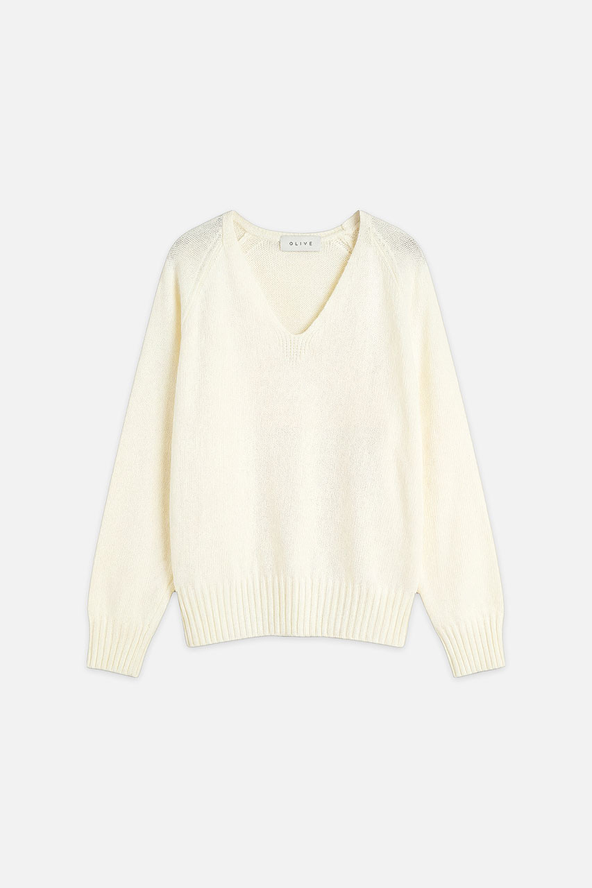 Lily V Neck Jumper, Ivory