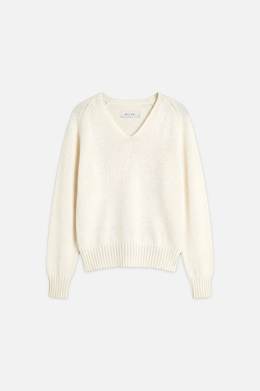 Lily V Neck Jumper, Ivory