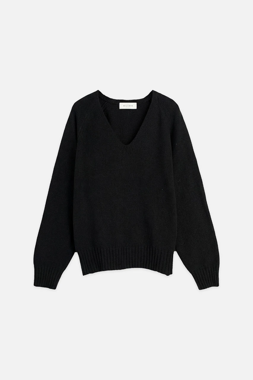 Lily V Neck Jumper, Black